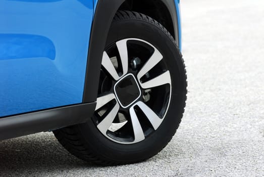 tire and alloy wheel on a passenger car