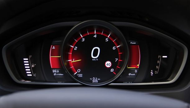 illuminated instrument panel with the passenger car