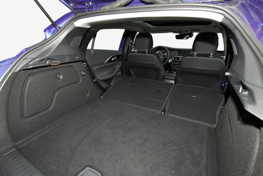 car trunk with rear seats folded