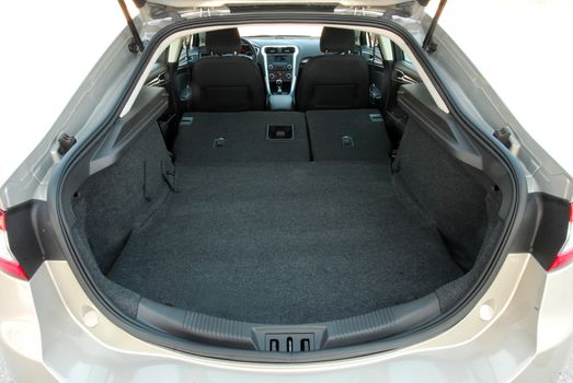 car trunk with rear seats folded