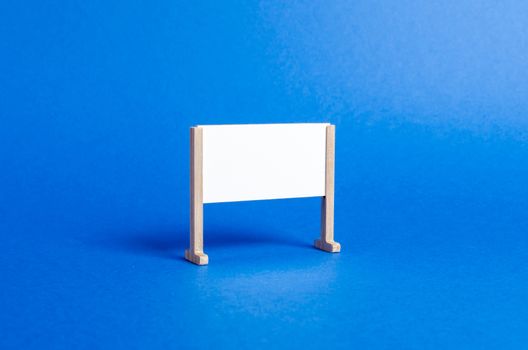 Empty whiteboard or stand. Minimalism. Business process concept, strategy planning at meetings and briefings. Education, teaching master classes and lessons. Presentation, message, creative platform