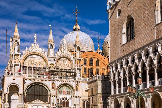 San Marco square with Campanile and Saint Mark's Basilica. The main square of the old town. Venice, Italy.
