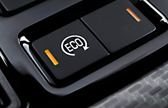 Eco button on the control panel of car