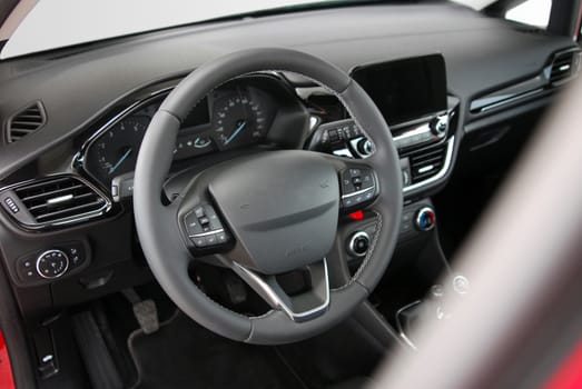 steering wheel in the new modern car