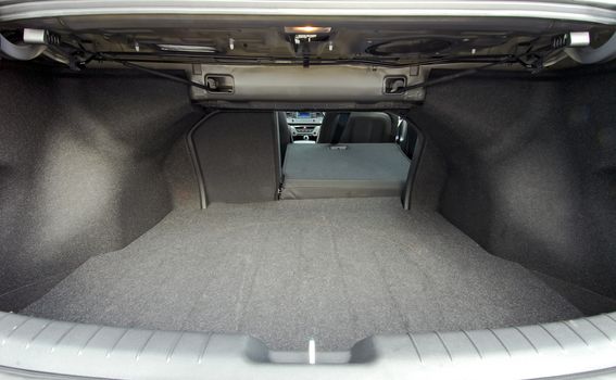 car trunk with rear seats folded of the sedan