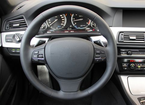 steering wheel in the new modern car