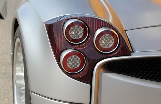 the tail lights on a sports car