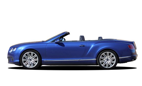 sporty luxury convertible on a white background