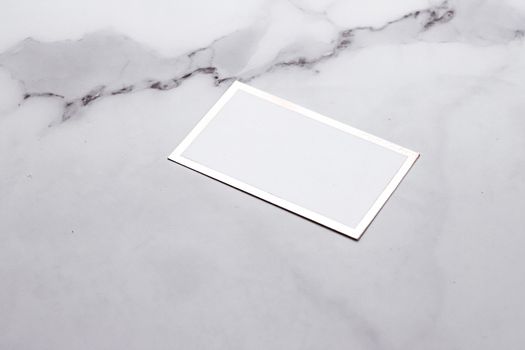 Chic business card or invitation mockup on marble background, paper and stationery branding design