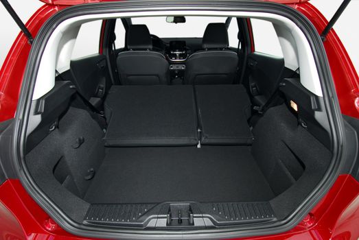 car trunk with rear seats folded