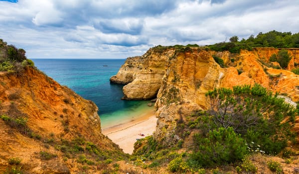 Submarino Beach ("Praia do submarino " in portuguese), located in Alvor, region of Algarve, Portugal. Praia do Submarino, beautiful remote beach in Alvor, Algarve, Portugal.