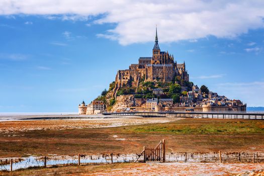 Magnificent Mont Saint Michel cathedral on the island, Normandy, Northern France, Europe