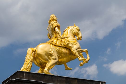 Golden horse "Goldener Reiter", the statue of August the Strong in Dresden, Saxony, Germany