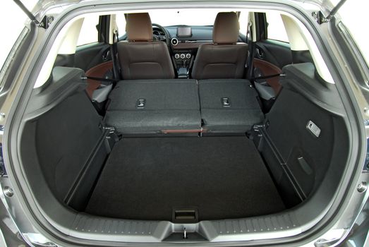 car trunk with rear seats folded