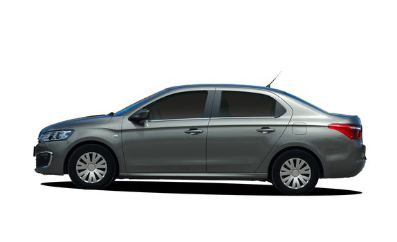 sedan, gray car on white background