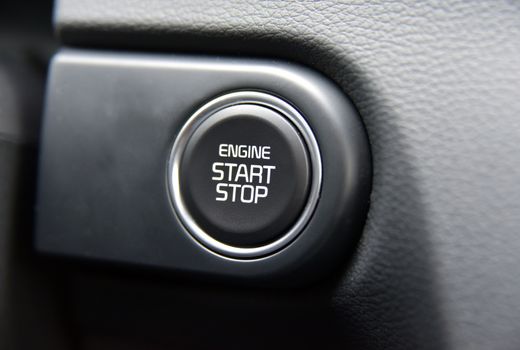 Start stop engine button on a modern car dashboard