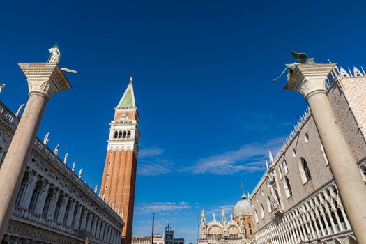 Piazza San Marco with Campanile. Venice, Italy. Campanile di Venezia located at Piazza San Marco, Italy