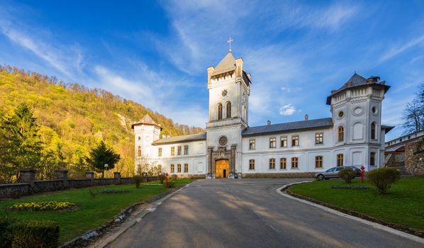 Tismana Monastery, Romania. Tismana Monastery is one of the oldest monastic settlements in Wallachia, Romania from 14th century. It was built by Saint Nicodim