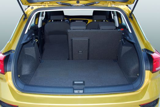 car trunk with rear seats folded