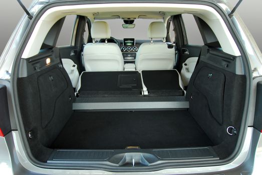 car trunk with rear seats folded