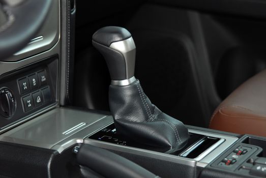 automatic transmission lever in an off-road car