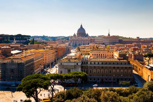 Vatican city. St Peter's Basilica. Panoramic view of Rome and St. Peter's Basilica, Italy