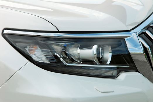 Close-up shot of car head lamp