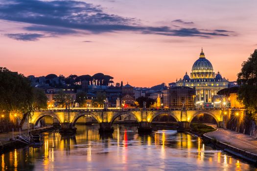 Vatican city. St Peter's Basilica. Panoramic view of Rome and St. Peter's Basilica, Italy