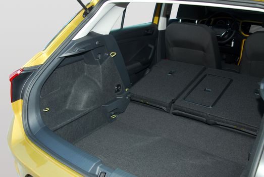 car trunk with rear seats folded