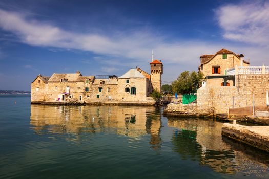 Kastel Gomilica one of seven settlement of town Kastela in Croatia was one of the locations in series Game of Thrones. Historic Kastel Gomilica architecture view near Split, Croatia.