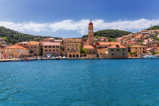 Pucisca is small town on Island of Brac, popular touristic destination on Adriatic sea, Croatia. Pucisca town Island of Brac. Adriatic coast town Pucisca.