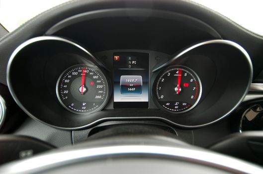 illuminated instrument panel with the passenger car