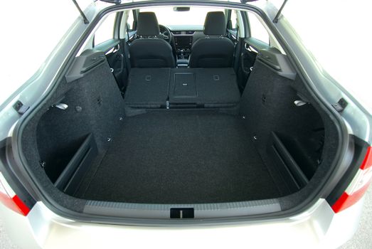 car trunk with rear seats folded