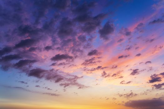 Beautiful sunset or sunrise above the sea. Tropical sunset or sunrise over sea. Colourful sunset or sunrise over water.