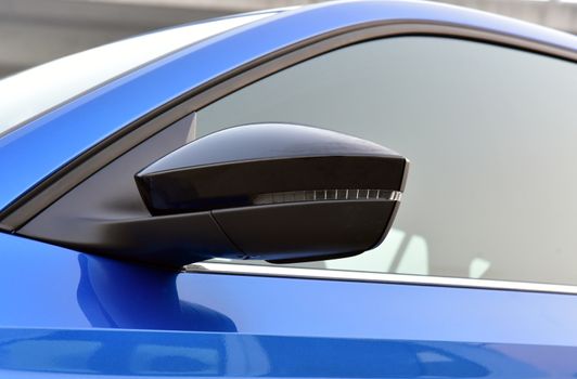 Side mirror with turn signal of a luxury car