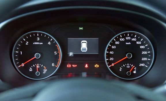 illuminated instrument panel with the passenger car