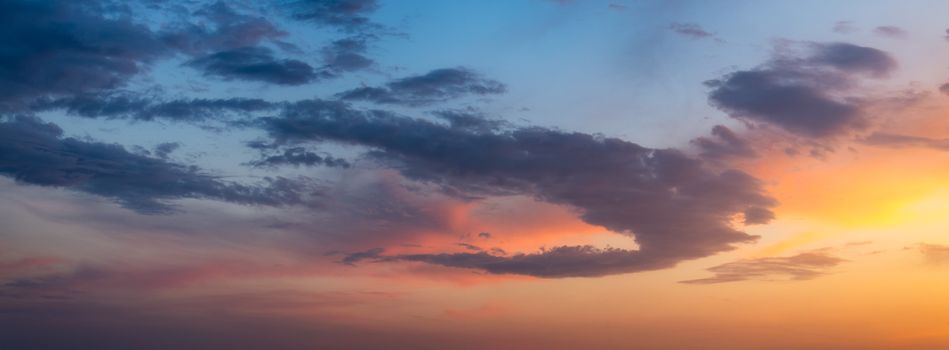 Beautiful sunset or sunrise above the sea. Tropical sunset or sunrise over sea. Colourful sunset or sunrise over water.