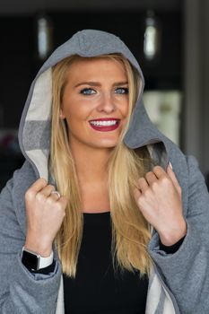 A gorgeous blonde model enjoys a day at home before work