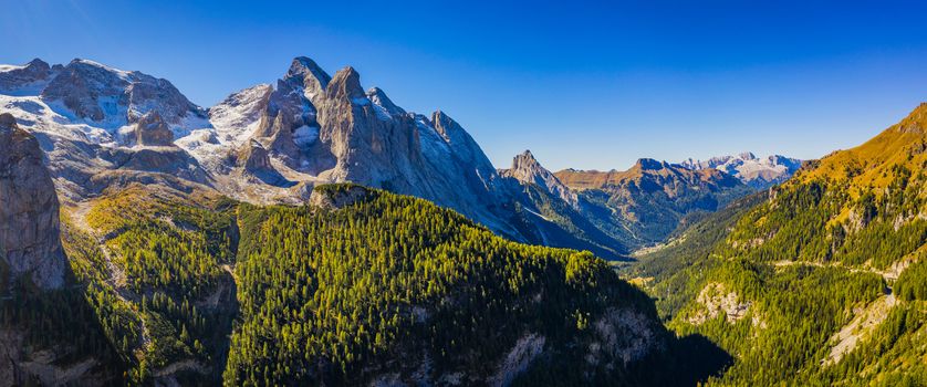 Lago Fedaia (Fedaia Lake), Fassa Valley, Trentino Alto Adige, an artificial lake and a dam near Canazei city, located at the foot of Marmolada massif. Fedaia Lake is the Province of Belluno, Italy.
