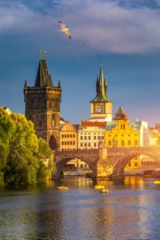 Charles Bridge, Old Town and Old Town Tower of Charles Bridge, Prague, Czech Republic. Prague old town and iconic Charles bridge, Czech Republic. Charles Bridge (Karluv Most) and Old Town Tower.
