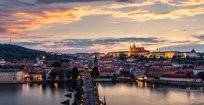 Charles Bridge, Old Town and Old Town Tower of Charles Bridge, Prague, Czech Republic. Prague old town and iconic Charles bridge, Czech Republic. Charles Bridge (Karluv Most) and Old Town Tower.