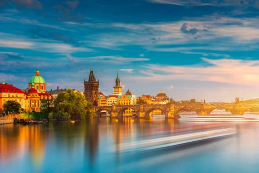 Charles Bridge, Old Town and Old Town Tower of Charles Bridge, Prague, Czech Republic. Prague old town and iconic Charles bridge, Czech Republic. Charles Bridge (Karluv Most) and Old Town Tower.