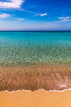 Beautiful turquoise beach Falasarna (Falassarna) in Crete, Greece. View of famous paradise sandy deep turquoise beach of Falasarna (Falassarna) in North West, Crete island, Greece.