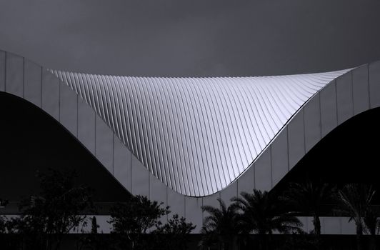 KAOHSIUNG, TAIWAN -- MAY 5, 2018: Detail view of the recently completed National Center for the Performing Arts located in the Weiwuying Metropolitan Park
