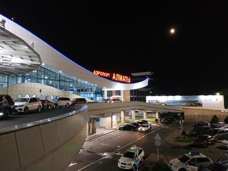 Almaty, Kazakhstan - June 22, 2019: Almaty airport architecture. The Almaty airport is the largest international airport in Kazakhstan.