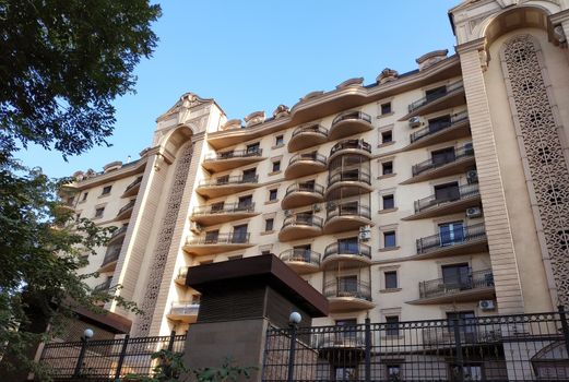 Almaty, Kazakhstan - August 28, 2019: Residential complex Salem. Located in the Golden Square of Almaty at the intersection of Kurmangazy and Tulebaeva Streets. It was built in 2014.