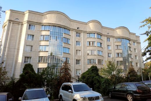 Almaty, Kazakhstan - August 28, 2019: Residential complex Salem. Located in the Golden Square of Almaty at the intersection of Kurmangazy and Tulebaeva Streets. It was built in 2014.