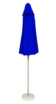 Blue beach umbrella isolated. Clipping path included.