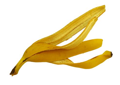 Banana peel isolated on white. Photo with clipping path.