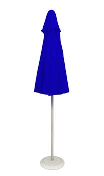 Blue beach umbrella isolated. Clipping path included.